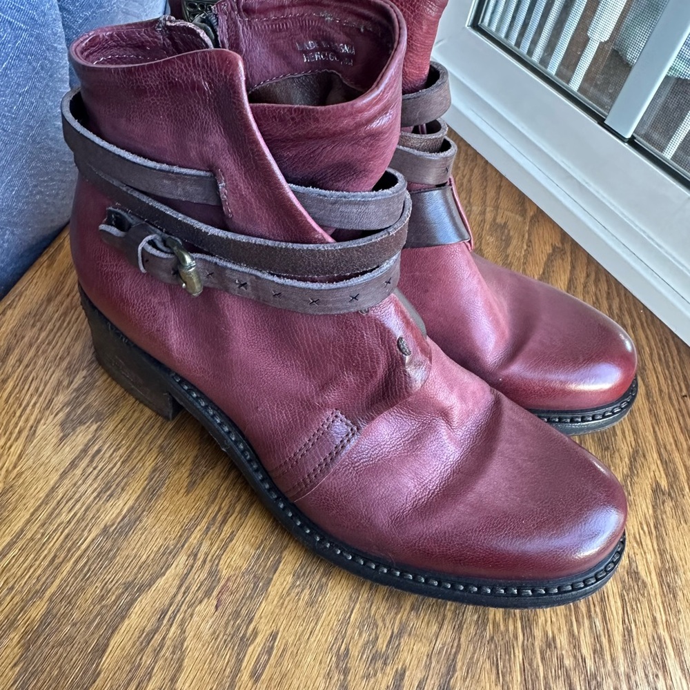 A.S.98 - Women's Burgundy Leather Ankle Boots - Picture 4 of 4